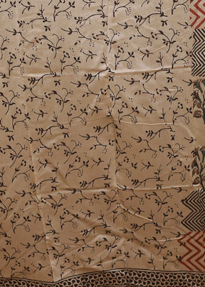 Cream Chanderi Cotton Saree With Blouse Piece