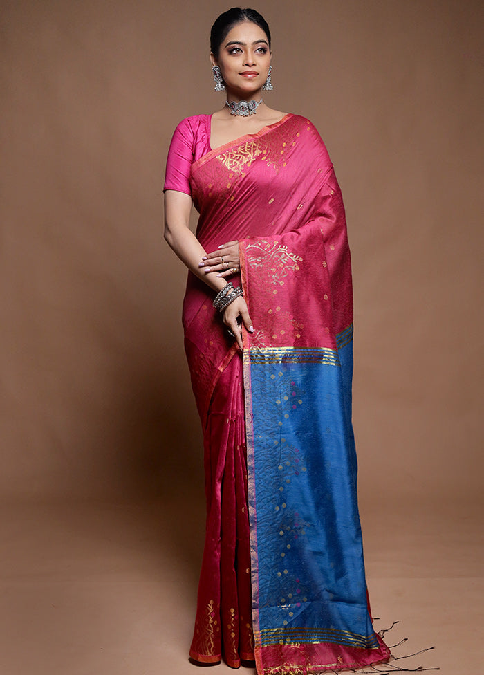 Blue Cotton Saree With Blouse Piece