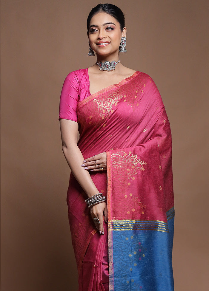Blue Cotton Saree With Blouse Piece