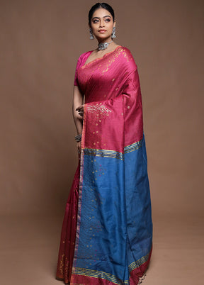 Blue Cotton Saree With Blouse Piece