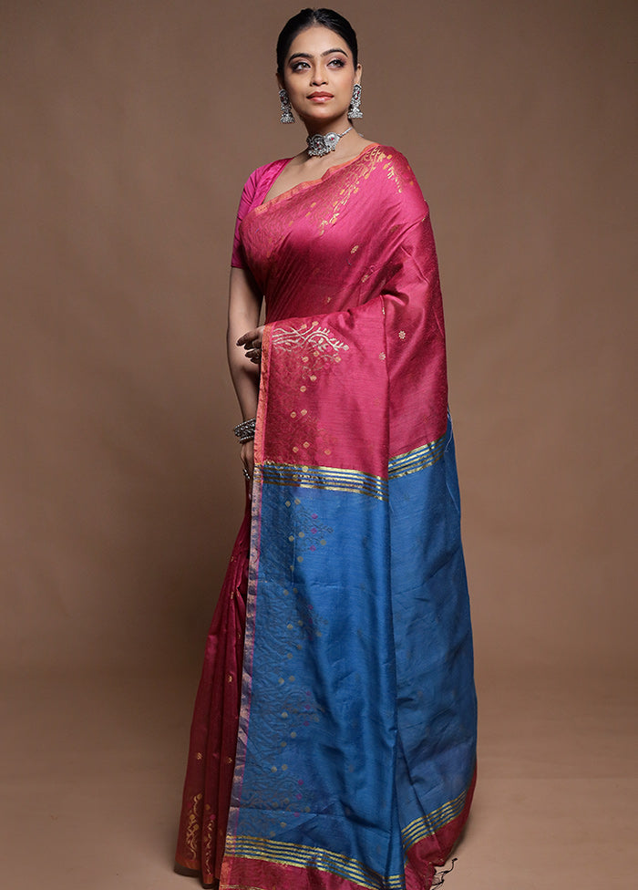 Blue Cotton Saree With Blouse Piece