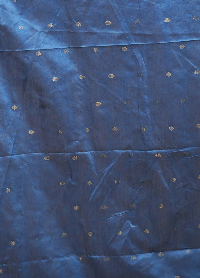 Blue Cotton Saree With Blouse Piece