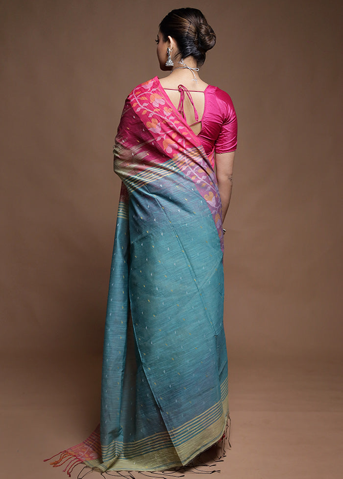 Pink Cotton Saree With Blouse Piece