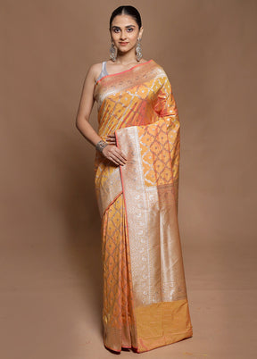 Yellow Uppada Silk Saree With Blouse Piece