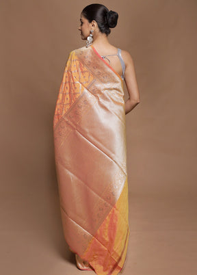 Yellow Uppada Silk Saree With Blouse Piece
