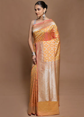 Yellow Uppada Silk Saree With Blouse Piece