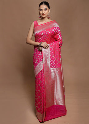 Pink Uppada Silk Saree With Blouse Piece