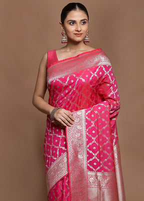 Pink Uppada Silk Saree With Blouse Piece