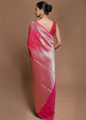 Pink Uppada Silk Saree With Blouse Piece