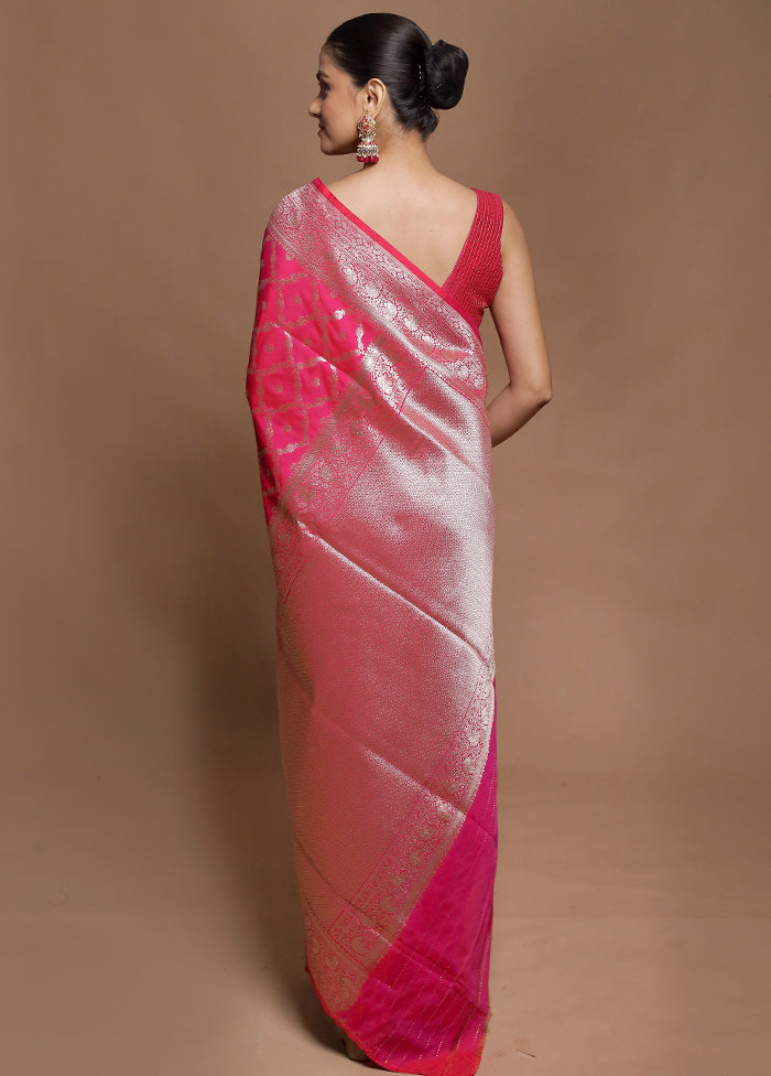 Pink Uppada Silk Saree With Blouse Piece