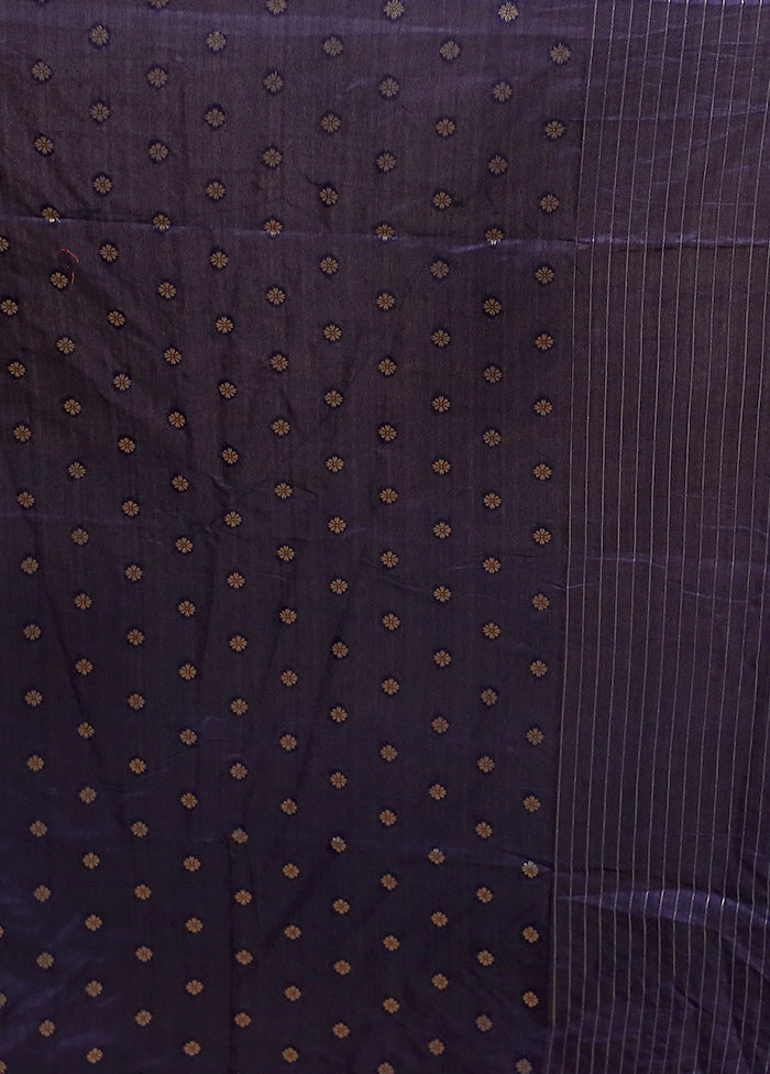 Blue Dupion Silk Saree With Blouse Piece