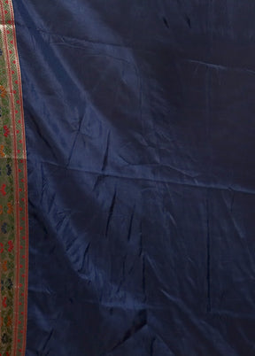 Blue Dupion Silk Saree With Blouse Piece