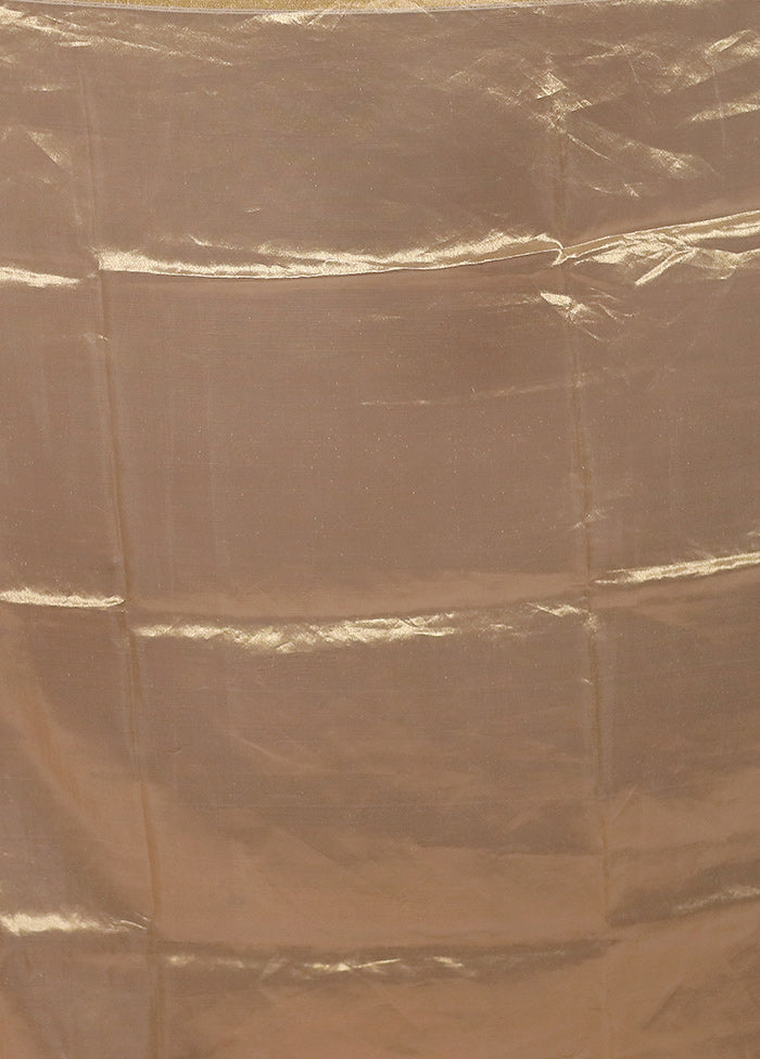 White Handloom Tussar Pure Silk Saree With Blouse Piece