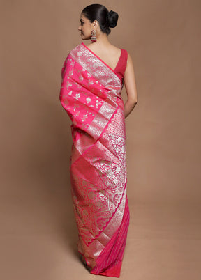 Pink Uppada Silk Saree With Blouse Piece
