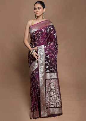 Purple Uppada Silk Saree With Blouse Piece