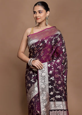 Purple Uppada Silk Saree With Blouse Piece