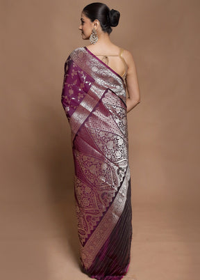 Purple Uppada Silk Saree With Blouse Piece
