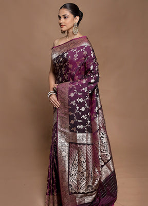 Purple Uppada Silk Saree With Blouse Piece
