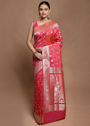 Pink Uppada Silk Saree With Blouse Piece