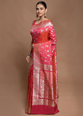 Pink Uppada Silk Saree With Blouse Piece