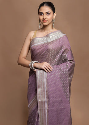 Purple Kora Silk Saree With Blouse Piece