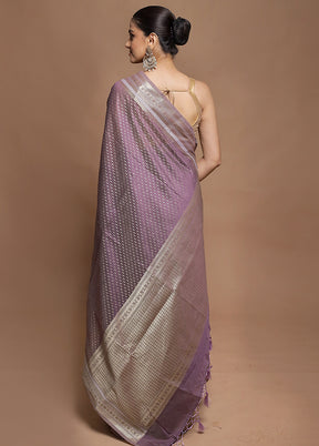 Purple Kora Silk Saree With Blouse Piece