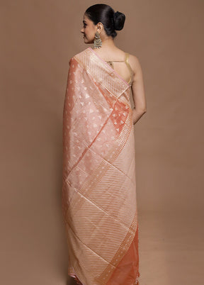 Rust Tissue Silk Saree With Blouse Piece