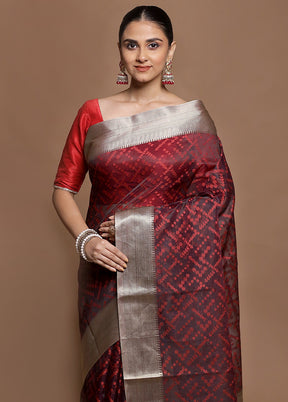 Purple Kora Silk Saree With Blouse Piece