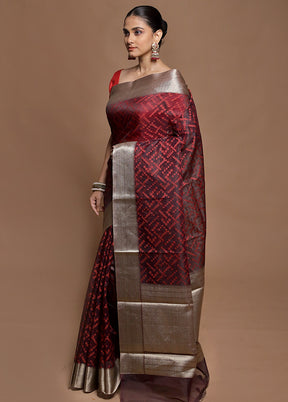Purple Kora Silk Saree With Blouse Piece