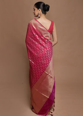 Purple Kora Silk Saree With Blouse Piece