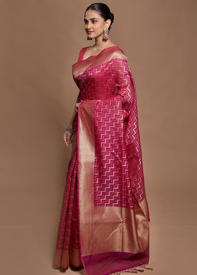Purple Kora Silk Saree With Blouse Piece