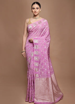 Purple Dupion Silk Saree With Blouse Piece