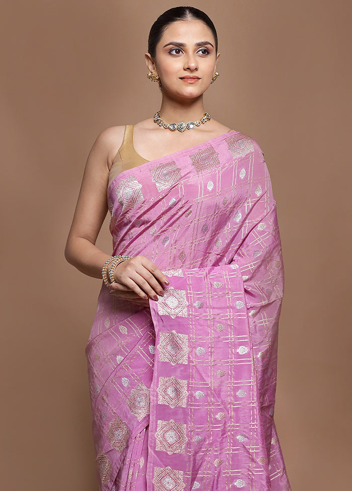 Purple Dupion Silk Saree With Blouse Piece