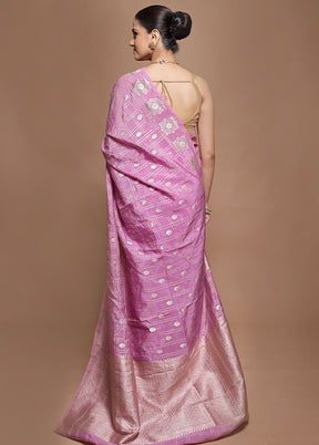 Purple Dupion Silk Saree With Blouse Piece