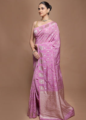 Purple Dupion Silk Saree With Blouse Piece