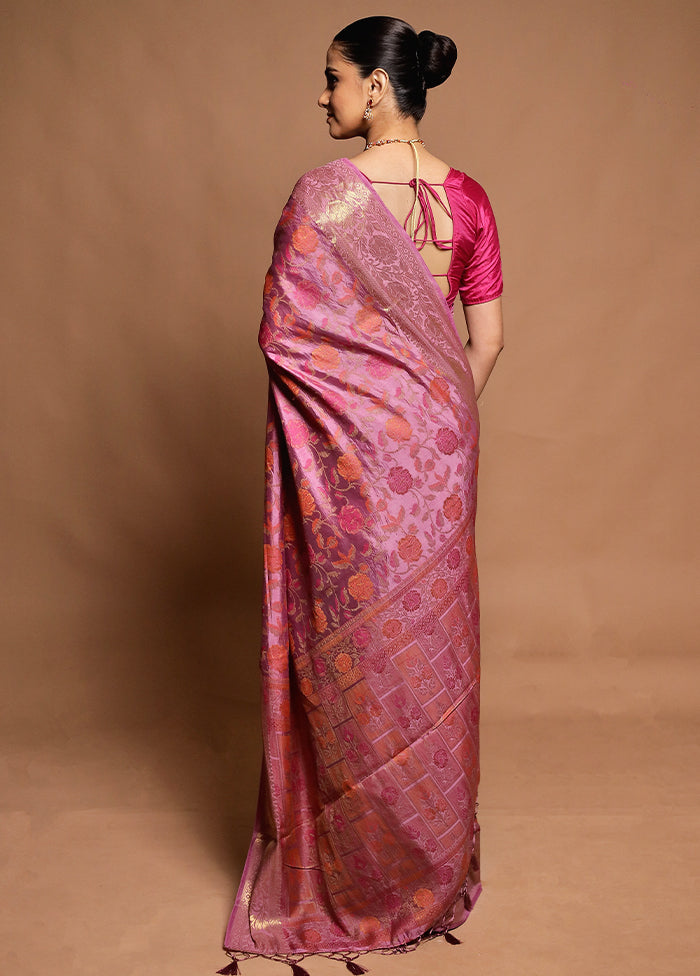 Pink Dupion Silk Saree With Blouse Piece