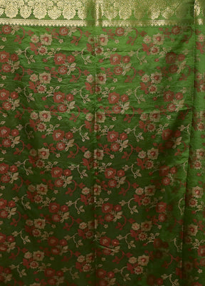 Green Dupion Silk Saree With Blouse Piece