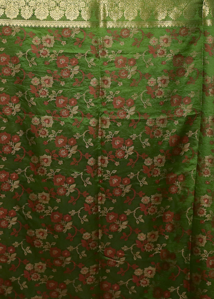 Green Dupion Silk Saree With Blouse Piece