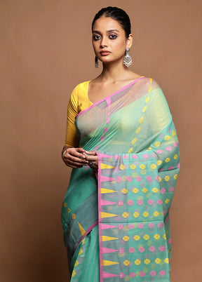 Green Jamdani Cotton Saree Without Blouse Piece