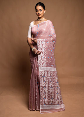 Purple Jamdani Cotton Saree Without Blouse Piece