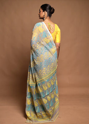 Cream Jamdani Cotton Saree Without Blouse Piece
