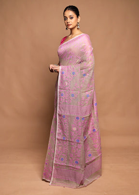 Cream Jamdani Cotton Saree Without Blouse Piece