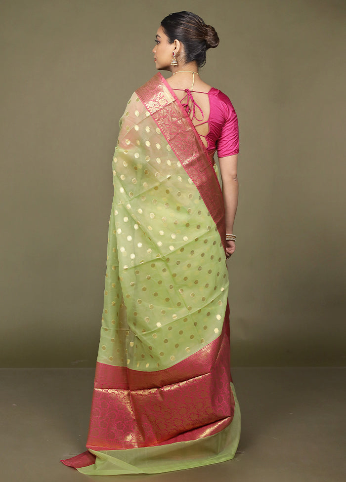 Green Organza Saree With Blouse Piece