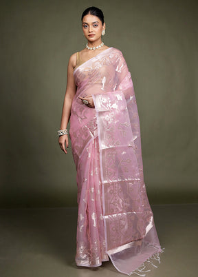 Pink Organza Saree With Blouse Piece