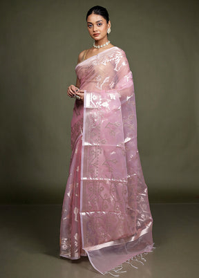 Pink Organza Saree With Blouse Piece