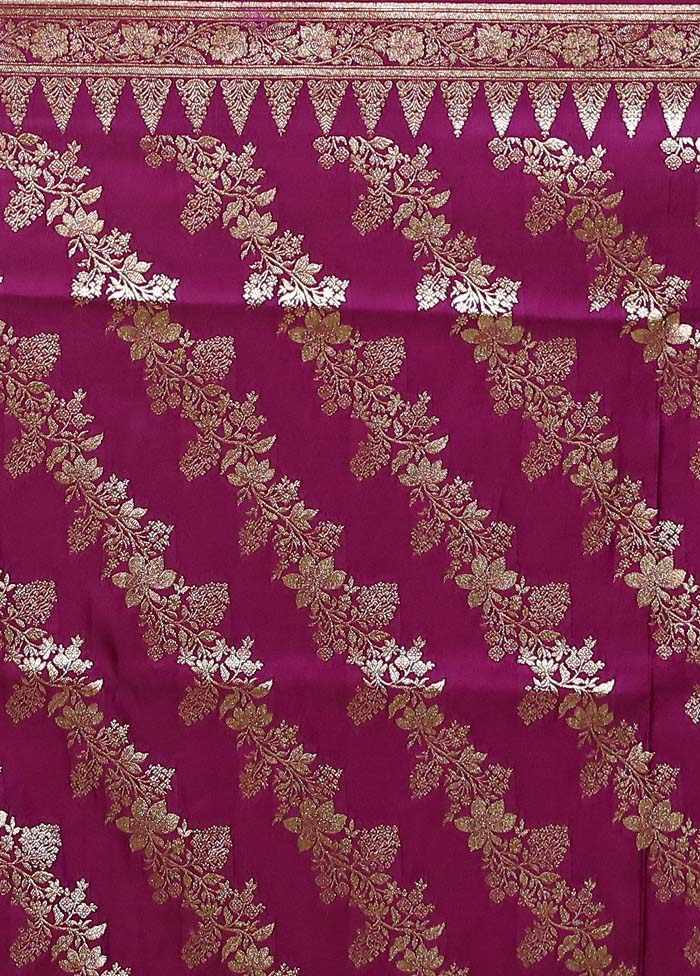 Purple Banarasi Silk Saree With Blouse Piece