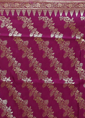 Purple Banarasi Silk Saree With Blouse Piece