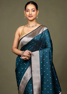Green Katan Silk Saree With Blouse Piece