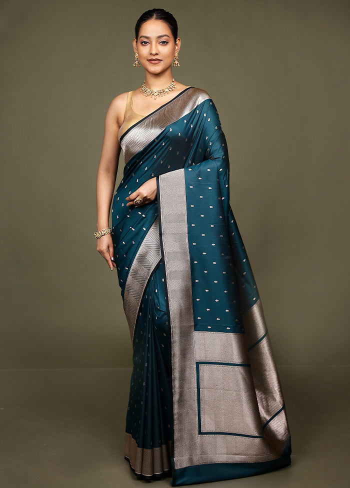 Green Katan Silk Saree With Blouse Piece