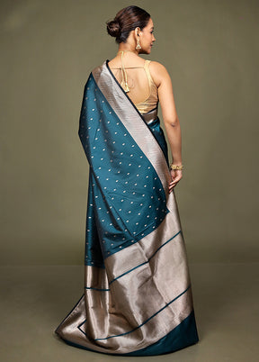 Green Katan Silk Saree With Blouse Piece